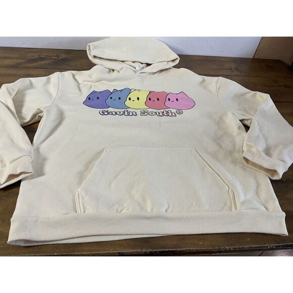 Gavin South Gilf Gavin Cream Cat Hooded Sweatshirt Thick Cotton Size XL - Picture 3 of 9